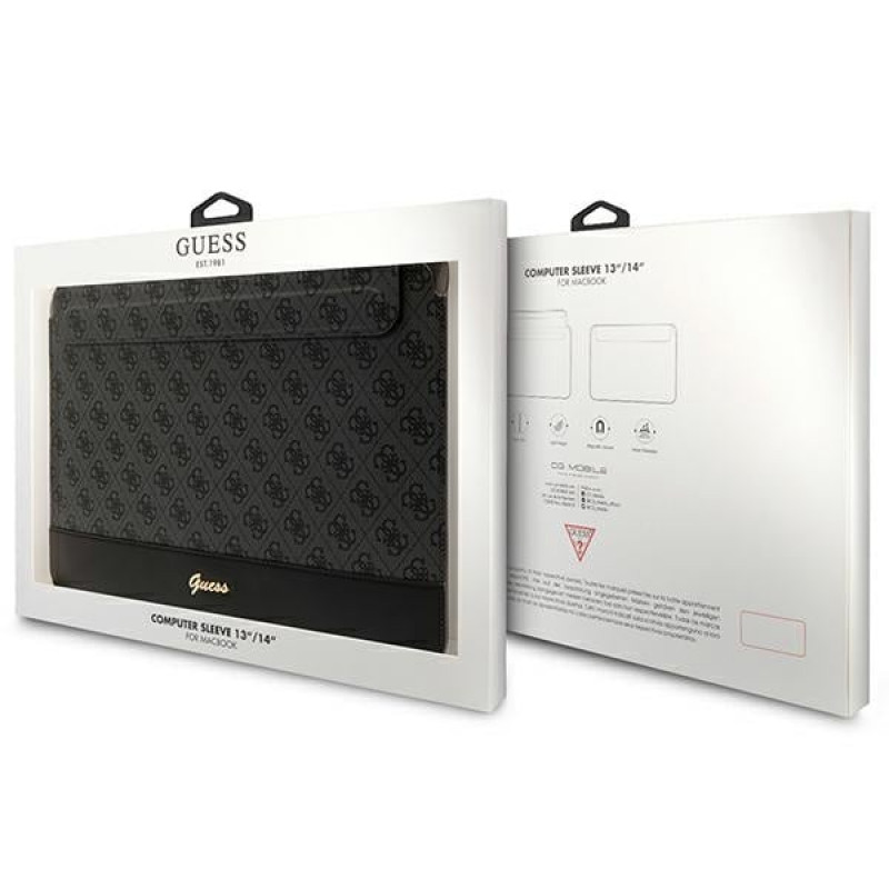 Guess GUCS14PS4SGK laptop sleeve 14 inch, 4G Stripe Metal Logo, black