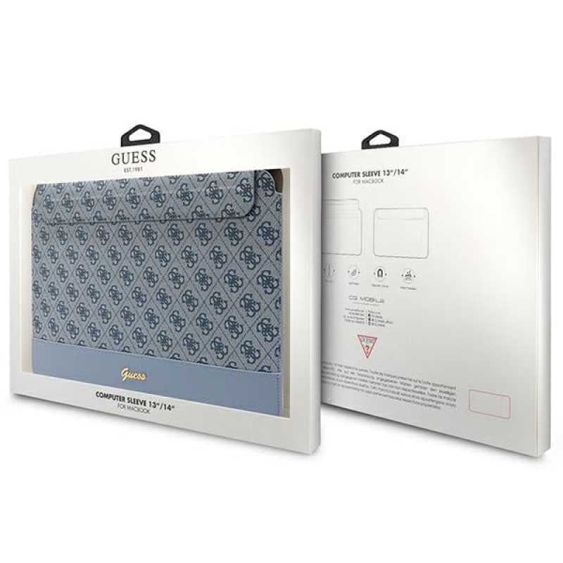 Guess GUCS14PS4SGB laptop sleeve 14 inch, 4G Stripe Metal Logo, blue