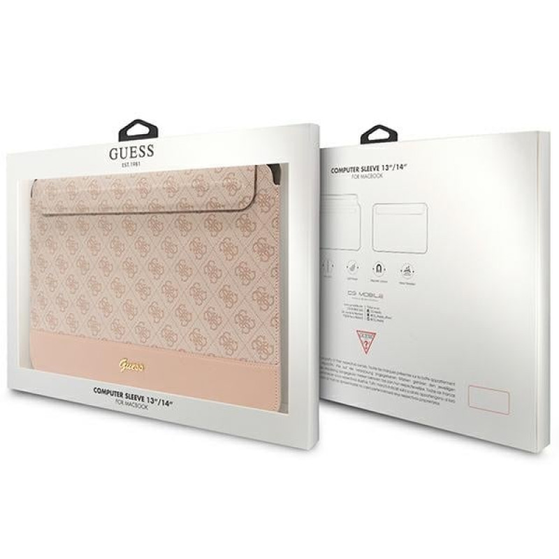 Guess GUCS14PS4SGP laptop sleeve 14 inch, 4G Stripe Metal Logo, pink