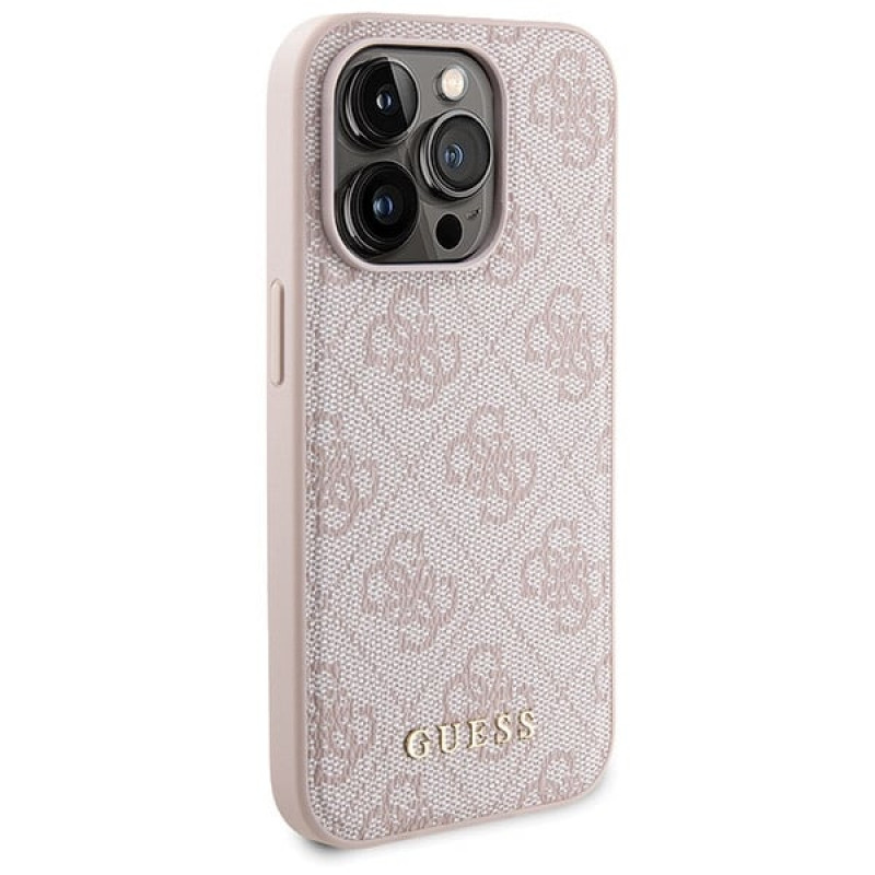 Guess GUBPM5P15L4GEMGP Apple iPhone 15 Pro Hardcase + 5000 mAh MagSafe Powerbank Bundle, 4G Metal Logo, pink