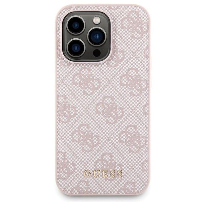 Guess GUBPM5P14L4GEMGP Apple iPhone 14 Pro Hardcase + 5000 mAh MagSafe Powerbank Bundle, 4G Metal Logo, pink