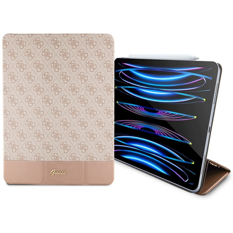 Guess GUFCP12PS4SGP Apple iPad Pro 12.9" (2020/2021/2022, 4th/5th/6th gen) Bookcase, 4G Stripe Allover, Pink