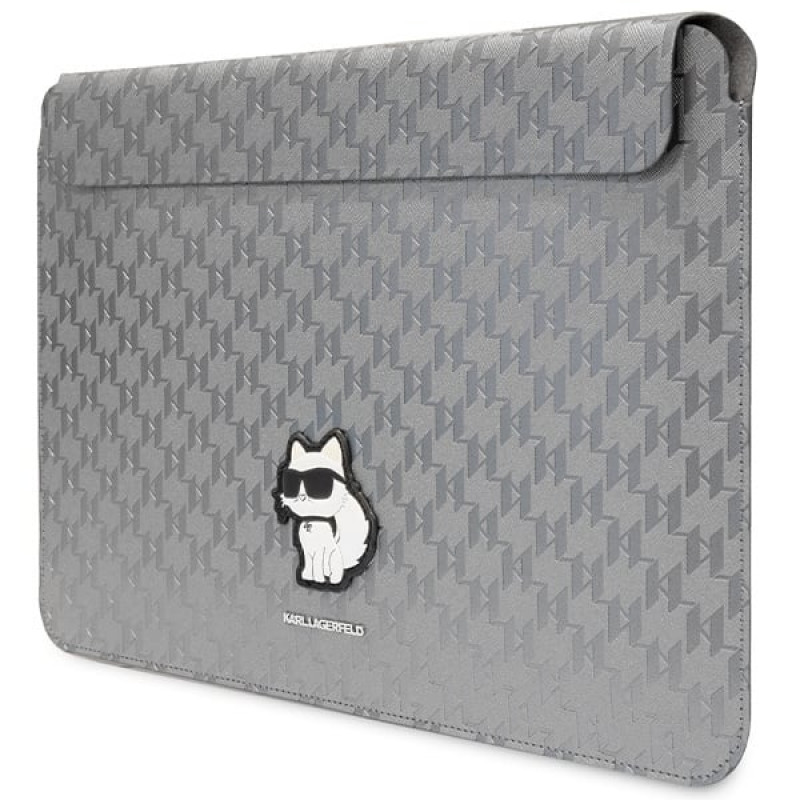 Karl Lagerfeld KLCS14SAKHPCG Laptop Sleeve for 14 inch, silver, Saffiano Monogram Choupette