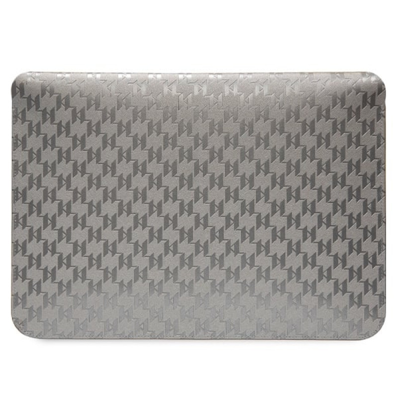 Karl Lagerfeld KLCS14SAKHPCG Laptop Sleeve for 14 inch, silver, Saffiano Monogram Choupette