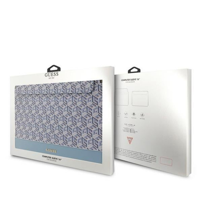 Guess GUCS16HGCFSEB Laptop Sleeve for up to 16 inch, GCube Stripe, blue