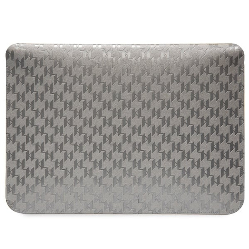Karl Lagerfeld KLCS14SAKHPKG Laptop Sleeve for 14 inch, silver, Saffiano Monogram Ikonik