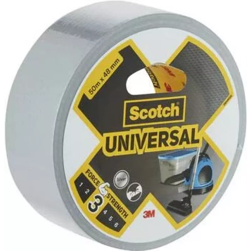 3M 1900 Silver Duct Tape, 48 mm x 50 m, 6 Rolls – Multi-Purpose Bundling, Repair, Sealing 7100205300