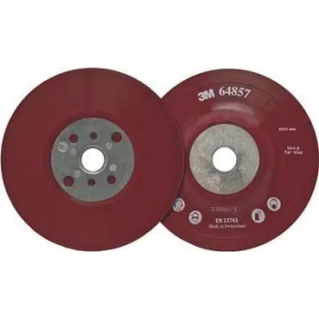 3M 64858 High Performance Flat Backing Pad, Red, 125 mm, M14, Flexible