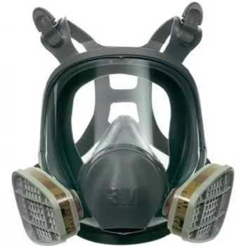 3M 6800 Full Face Reusable Respirator, Medium, Silicone, Polycarbonate Lens, Bayonet Filter Connection, Grey/Black