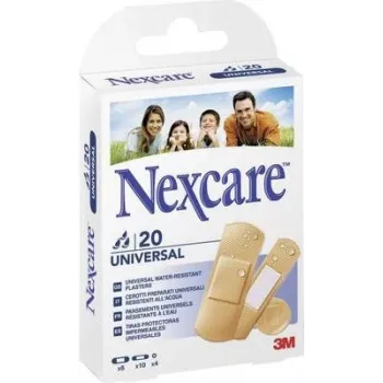 3M Nexcare Universal Adhesive Plasters, 20 Assorted Strips, Skin-Tone, Breathable & Water-Repellent, Latex-Free (N0320AS)