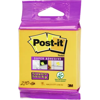 3M Post-it Super Sticky Notes 2014-S, 76x76 mm, Daffodil Yellow, 270 Sheets