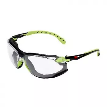 3M S1CGC1 Safety Glasses – Clear Polycarbonate Lens, Black/Green Frame, Anti-Fog & Anti-Scratch, CE EN 166, UV400