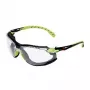 3M S1CGC1 Safety Glasses – Clear Polycarbonate Lens, Black/Green Frame, Anti-Fog & Anti-Scratch, CE EN 166, UV400