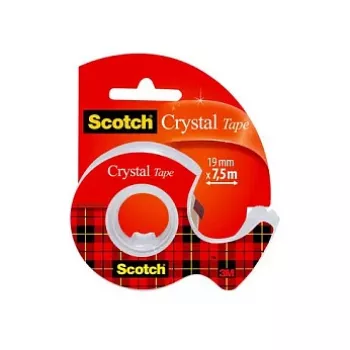3M Scotch Crystal Clear 600 Tape with Hand Dispenser, 19 mm x 7.5 m, Transparent 6-1975D