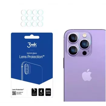 3MK Apple iPhone 14 Pro/14 Pro Max Lens Protection - Tempered Glass & Aluminum Alloy, 9H Hardness, Black