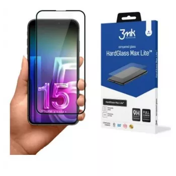 3MK Apple iPhone 15 Pro HardGlass Max Lite Tempered Glass Screen Protector Black