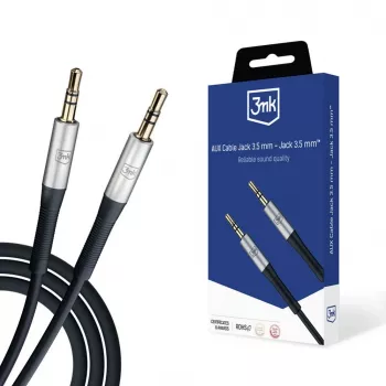3MK AUX Cable Jack 3.5 mm - Jack 3.5 mm, 1 m, Black