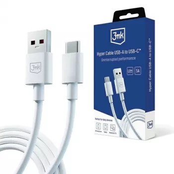 3MK Hyper Cable USB-A to USB-C 5A 60W 1.2m White