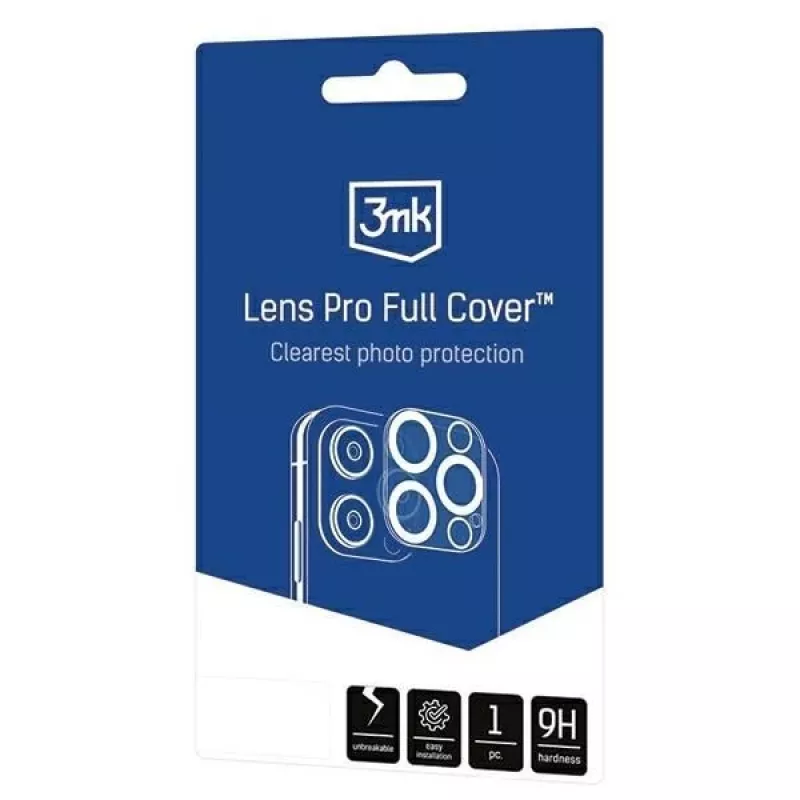 3MK Lens Pro Full Cover Tempered Glass Camera Lens Protector for iPhone 14 Pro / 14 Pro Max with Aluminum Frame and Mounting Frame (1 Piece, Black)