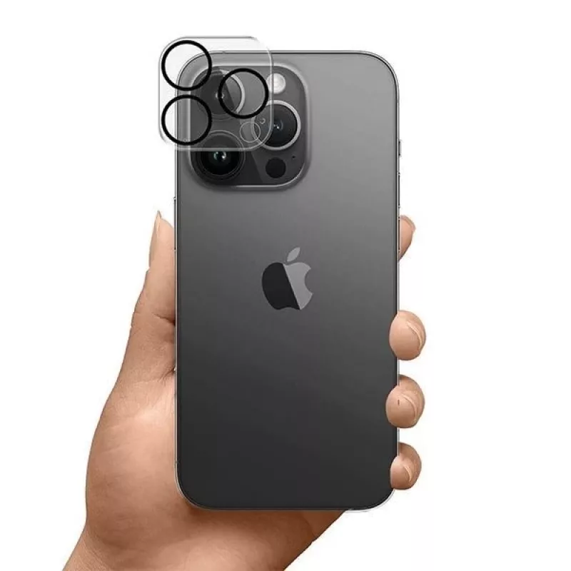 3MK Lens Pro Full Cover Tempered Glass Camera Lens Protector for iPhone 14 Pro / 14 Pro Max with Aluminum Frame and Mounting Frame (1 Piece, Black)