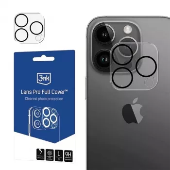 3MK Lens Pro Full Cover Tempered Glass Camera Lens Protector for iPhone 14 Pro / 14 Pro Max with Aluminum Frame and Mounting Frame (1 Piece, Black)