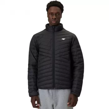 4F Men's M0853 Deep Black Water-Repellent Jacket with Integrated Hood
