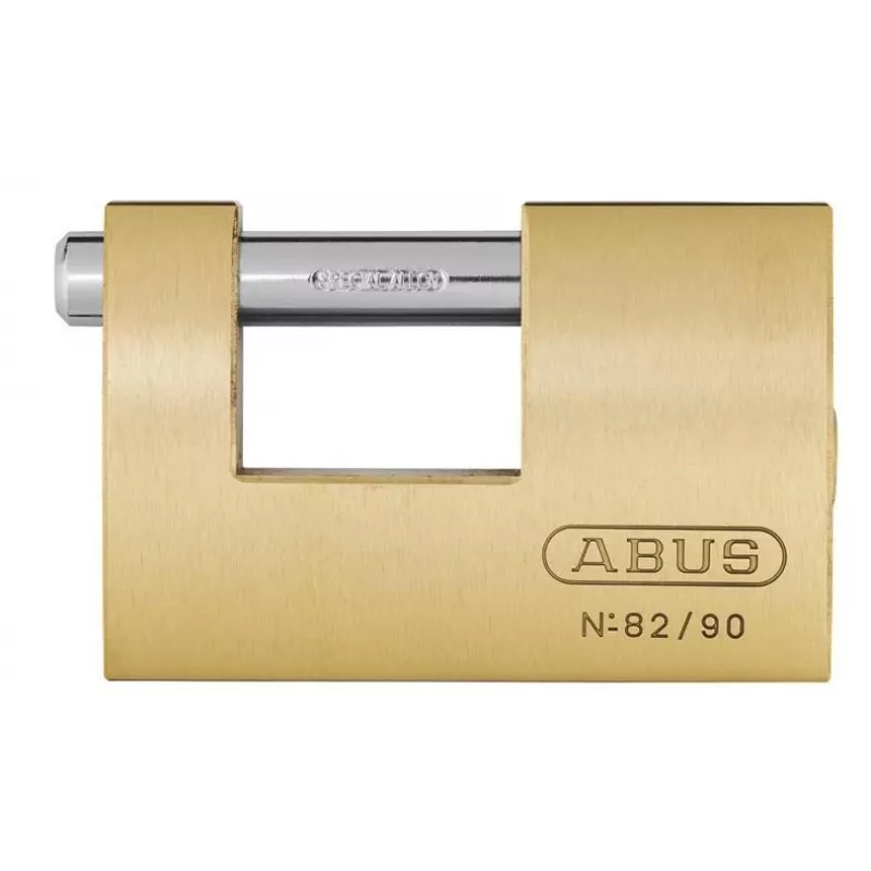 ABUS 82/90 Solid Brass Padlock with Hardened Steel Shackle – High Security, Double Bolted, 2 Keys