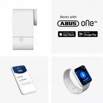 ABUS ABLO10000W Wireless Door Lock Actuator for Euro Profile Cylinders, Surface-Mounted, White