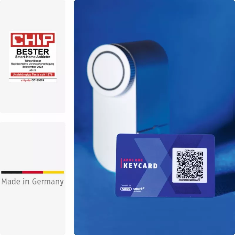 ABUS ABLO10000W Wireless Door Lock Actuator for Euro Profile Cylinders, Surface-Mounted, White