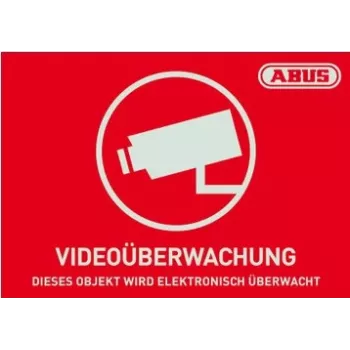 ABUS AU1421 Rectangular Red/White Self-Adhesive Alarm Sticker 74 x 52.5 mm