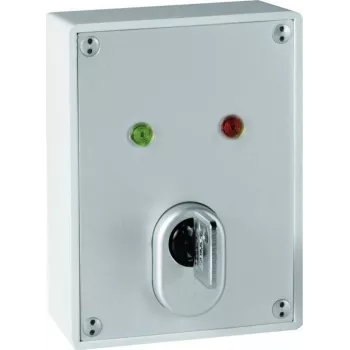 ABUS SE1010 Surface-Mounted Key Switch with Momentary Action, 24V DC, 2 Changeover Contacts, IP54, Silver-Grey