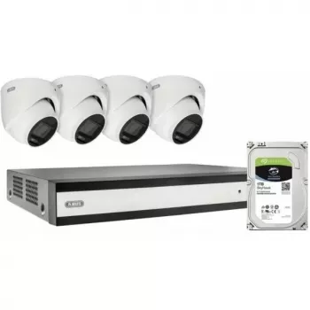 ABUS SECURITY-CENTER TVVR33843D 8-Channel Hybrid Analog/IP Recorder Set with 4 Mini-Dome Cameras