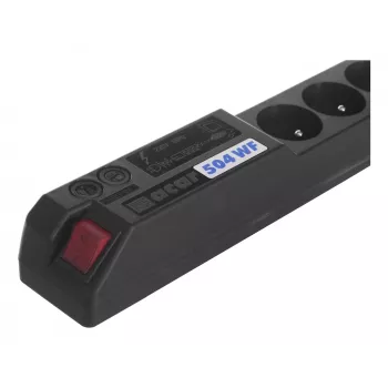 ACAR 504WF EMI/RFI Surge Protector Power Strip, 5 Schuko Outlets, 3m Cable, Black