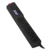 ACAR 504WF EMI/RFI Surge Protector Power Strip, 5 Schuko Outlets, 3m Cable, Black