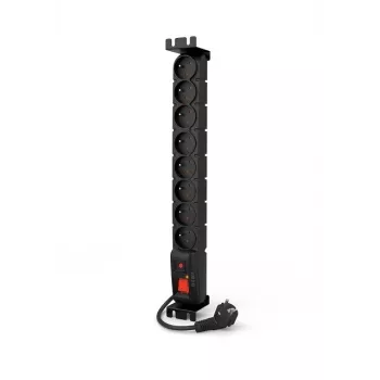 ACAR S8 FA RACK 8-Outlet 19 inch Rack-Mount Power Strip with Surge Protection, 5m Cable, Black