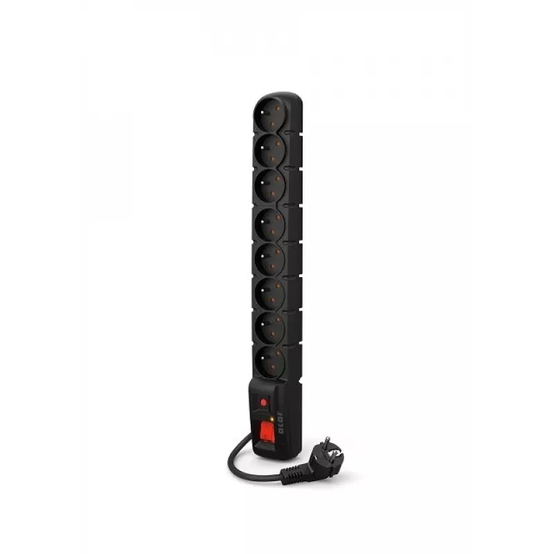 Acar S8 PRO 1.5m Surge Protection Strip - 8 Schuko Outlets, Black
