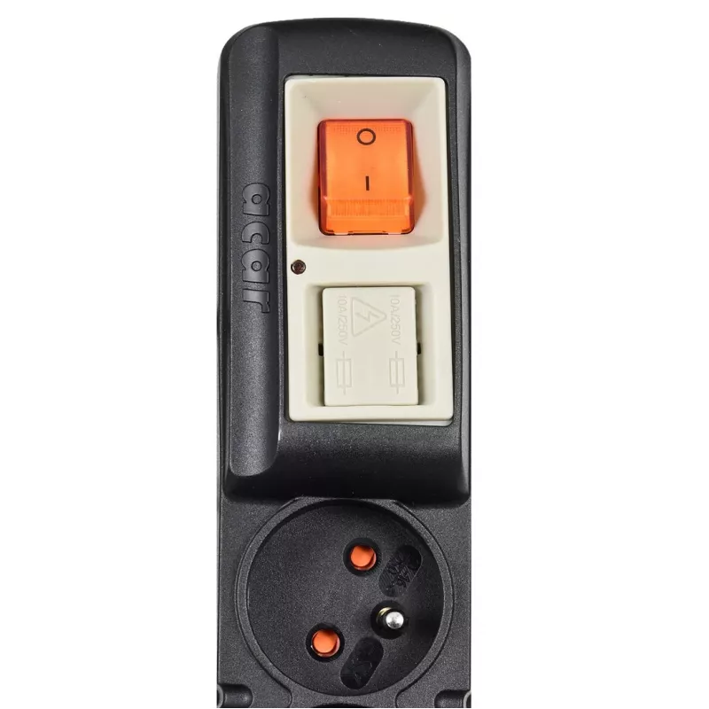 Acar S8 PRO 1.5m Surge Protection Strip - 8 Schuko Outlets, Black