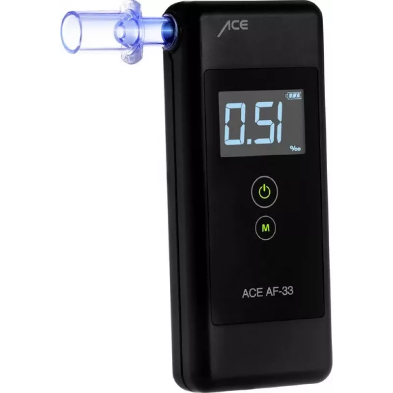 ACE OF SWEDEN AF-33 Digital Alcohol Tester Dark Grey, 0.00–5.00 ‰, LCD Display, Semiconductor Sensor, 2x AAA 107075