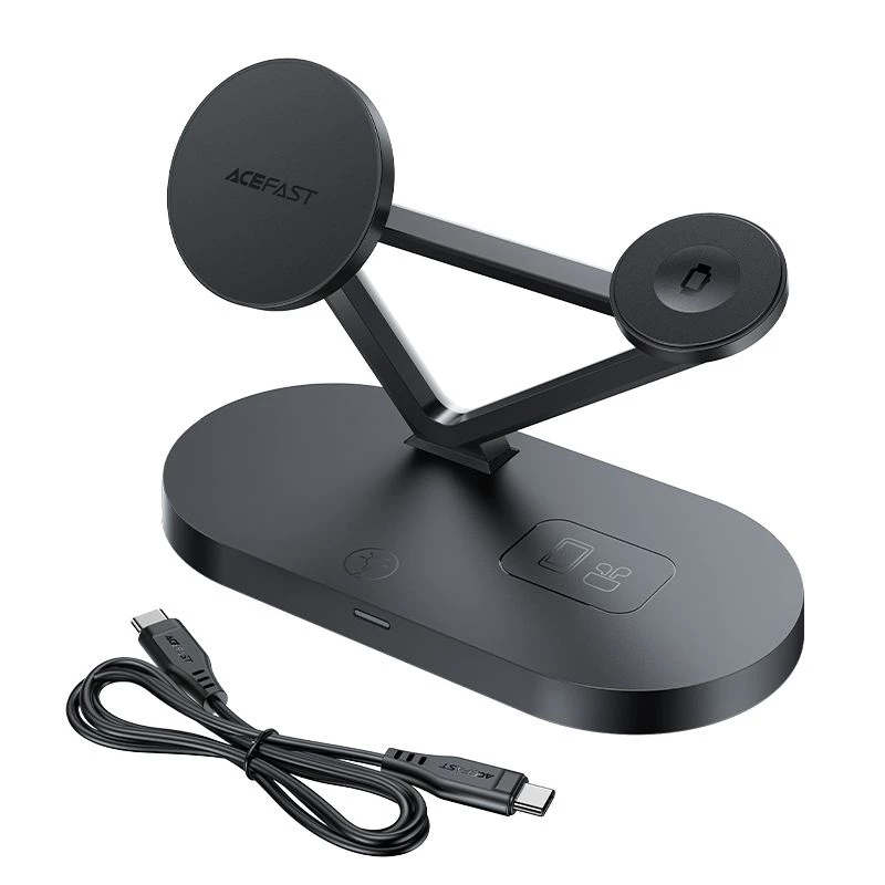ACEFAST 15W Qi Wireless Charger for iPhone with MagSafe, Apple Watch and Apple AirPods Stand Holder Magnetic Holder Black