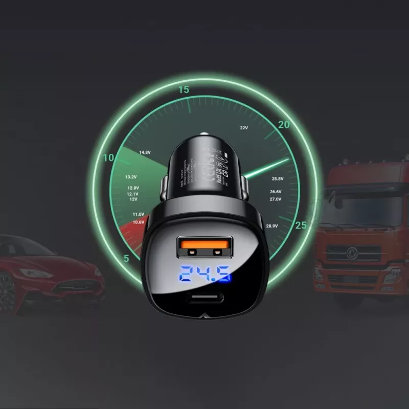 ACEFAST Car Charger 66W USB Type C / USB, PPS, Power Delivery, Quick Charge 4.0, AFC, FCP Black (B4 black)