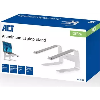 ACT AC8130 Aluminium Notebook Stand, 15.6 inch, Grey, 6-Level Height Adjustment