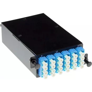 ACT FA2053 MTP/MPO to LC 12-Fiber Multimode Cassette, Type B Polarity, Black Metal Housing, 1U Rack Mount