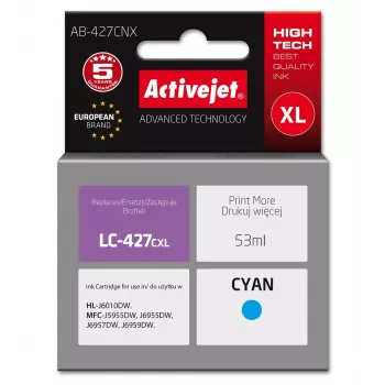 Activejet AB-427CNX Brother LC-427CXL Compatible Cyan Ink Cartridge, Supreme Series, High Yield, 53 ml