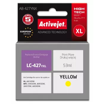 Activejet AB-427YNX Brother Printer Ink Cartridge, Replacement for Brother LC-427YXL, Supreme, 53 ml, Yellow