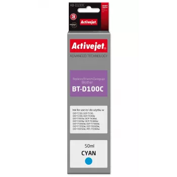 Activejet AB-D100C Cyan Compatible Ink Cartridge for Brother Printers, Replacement for Brother BT-D100C, Supreme Series, 50 ml