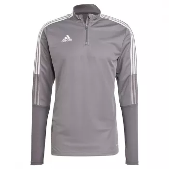 adidas Tiro 21 Training Top Grey Four GH7301 Men's Slim Fit Quarter Zip Long Sleeve AEROREADY Recycled Polyester