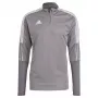 adidas Tiro 21 Training Top Grey Four GH7301 Men's Slim Fit Quarter Zip Long Sleeve AEROREADY Recycled Polyester