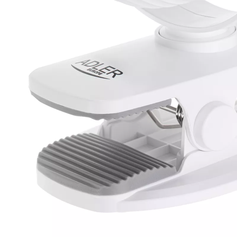 Adler AD 7335 Rechargeable Clip-On Table Fan, 6W, 12.7 cm, 3 Speeds, Oscillation, White