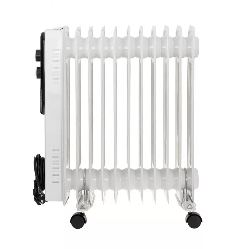 Adler AD 7817 Oil-Filled Radiator Heater, 11 Fins, 2500W, 3 Heat Settings, Adjustable Thermostat, Overheat & Tip-Over Protection, Wheels and Handle, Black