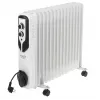 Adler AD 7819 Oil-Filled Radiator Heater, 2000W, 9 Fins, 3 Heat Settings, Adjustable Thermostat, Overheat Protection, Integrated Wheels, White/Grey